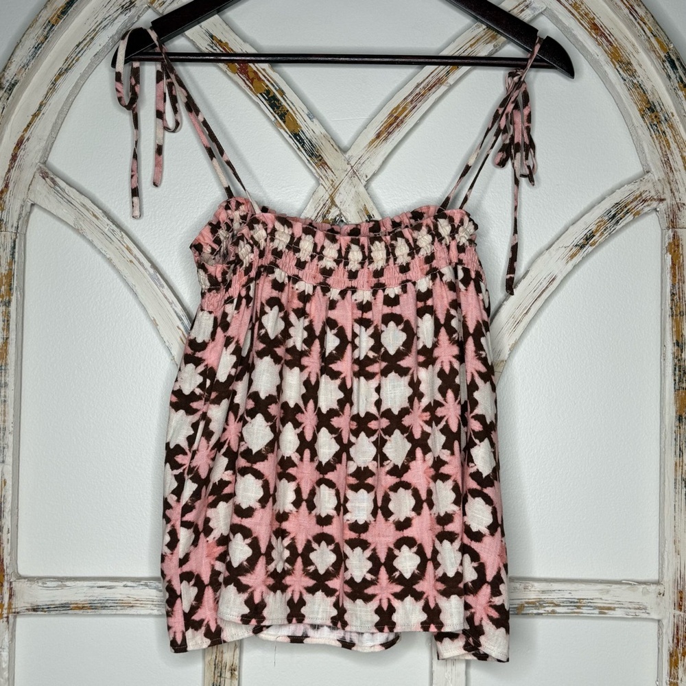 LOFT Pink and Brown Floral Camisole